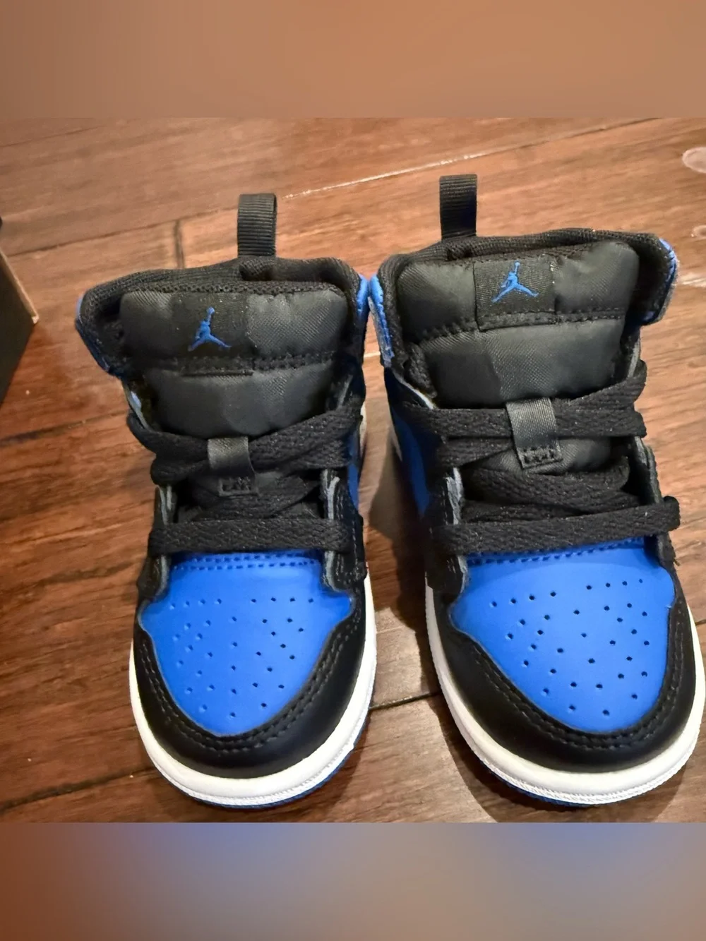 Jordan Kids High-Top Sneakers in Black and Royal Blue Size 5